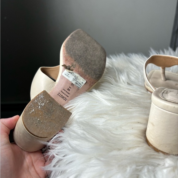 Schutz Nordstrom leather beige camel square toe heels Y2k inspired 8B - Picture 7 of 7